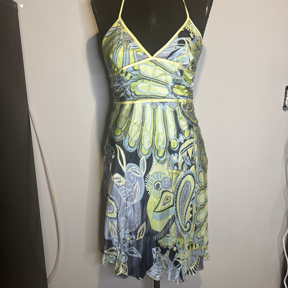 Nell Couture Vintage Satin Y2K Halter Dress Summer Party Size 6 Cocktail Wedding